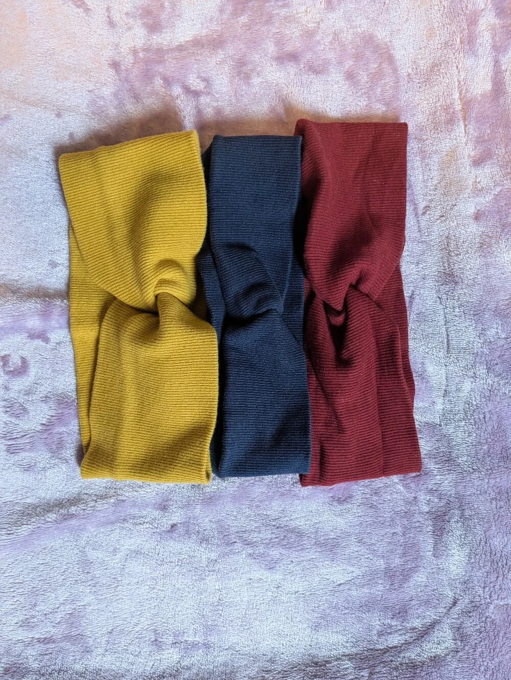 Knit Twist Headbands - Maroon, Navy, Mustard